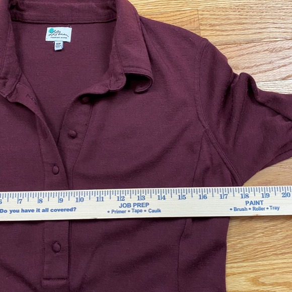 L.L. Bean Wool Henley Dress Womens 10P Burgundy A-Line Knit Dark Academia - Picture 3 of 7
